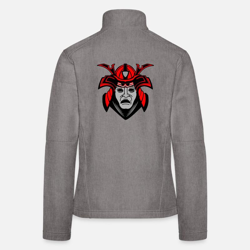 Düsteres Samurai-Gesicht mit Helm Frauen Softshelljacke