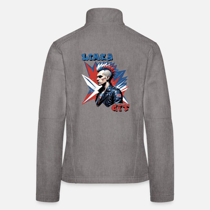 Limey Git British Punk Style Graphic - Women's Softshell Jacket - heather grey
