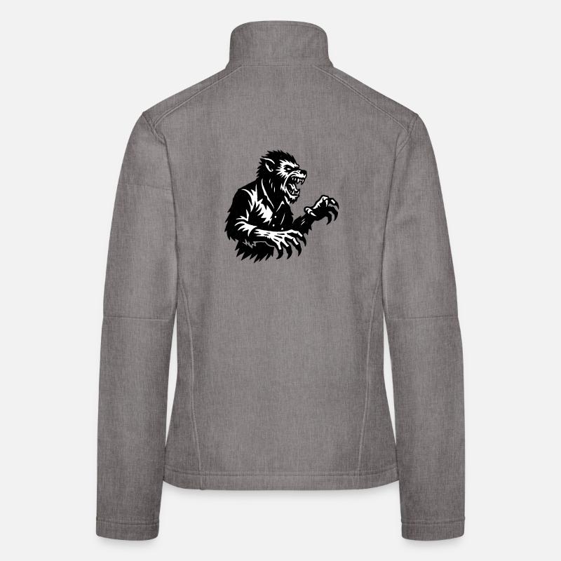 Werwolf Silhouette Schwarzweiß - Frauen Softshelljacke - Grau meliert