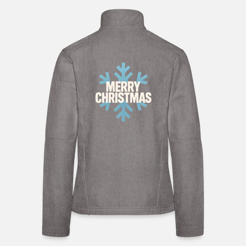 Snowflake Blue Merry Christmas Women's Softshell Jacket