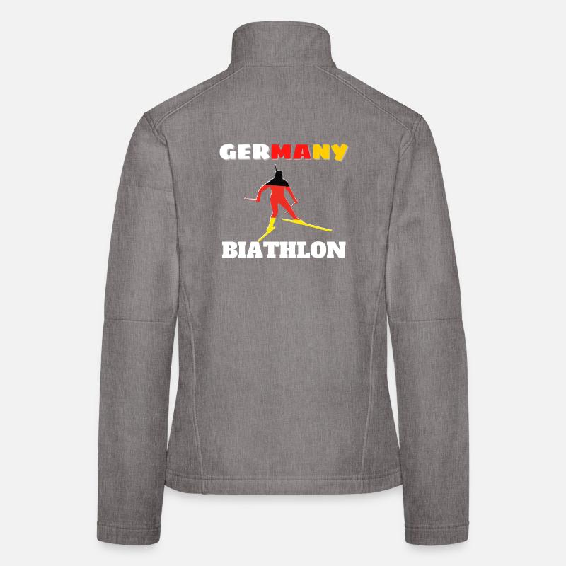 Biathlete silhouette with German flag Women's Softshell Jacket