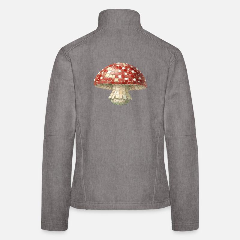 Toadstool Mosaic - Retro Forest for Mushroom Pickers Women's Softshell Jacket