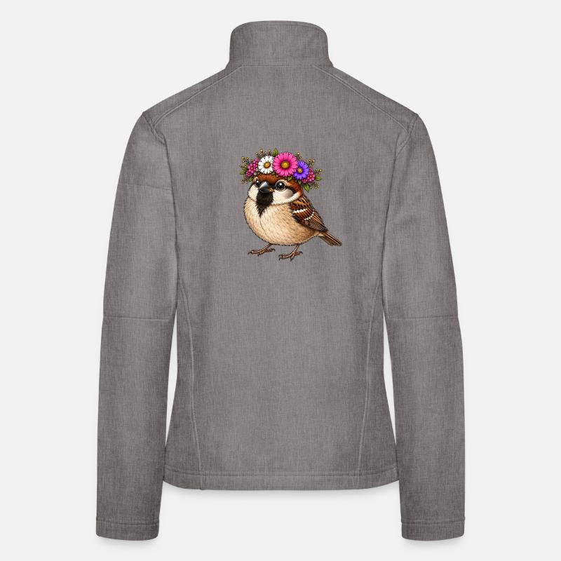 Vogel mit Blumenschmuck  Frauen Softshelljacke