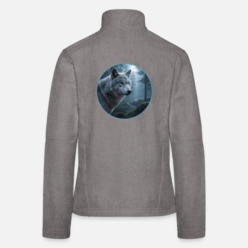 T-Shirt-Design „Wolf“ - Frauen Softshelljacke - Grau meliert