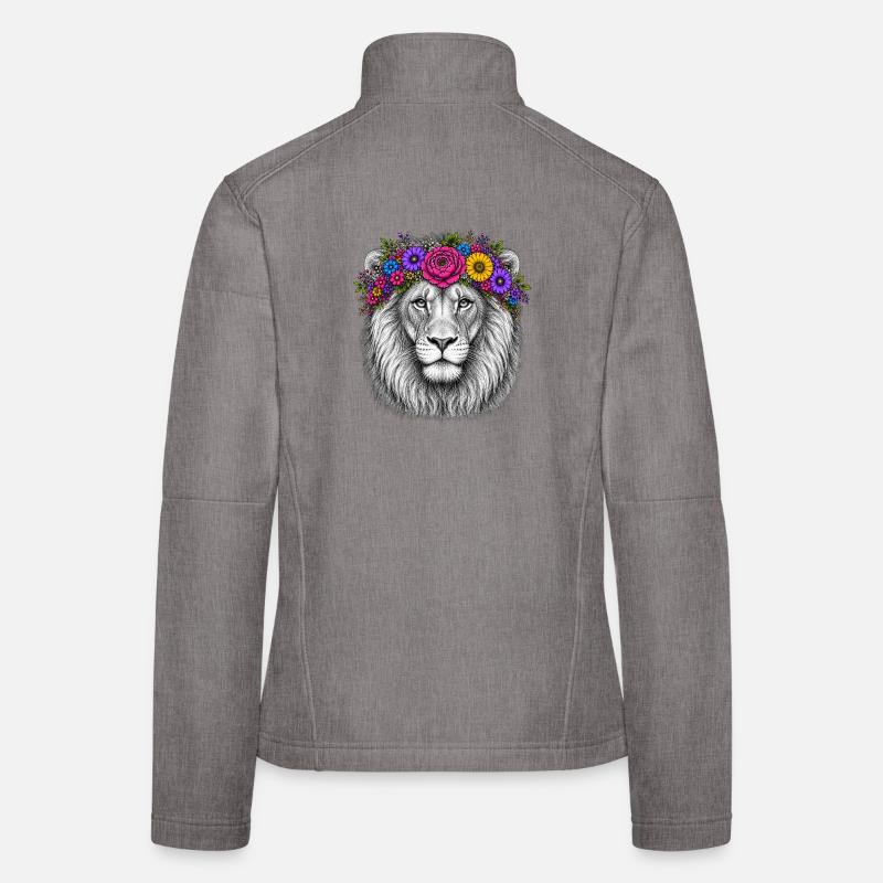 Tête de lion avec couronne de fleurs Veste en tissu softshell Femme