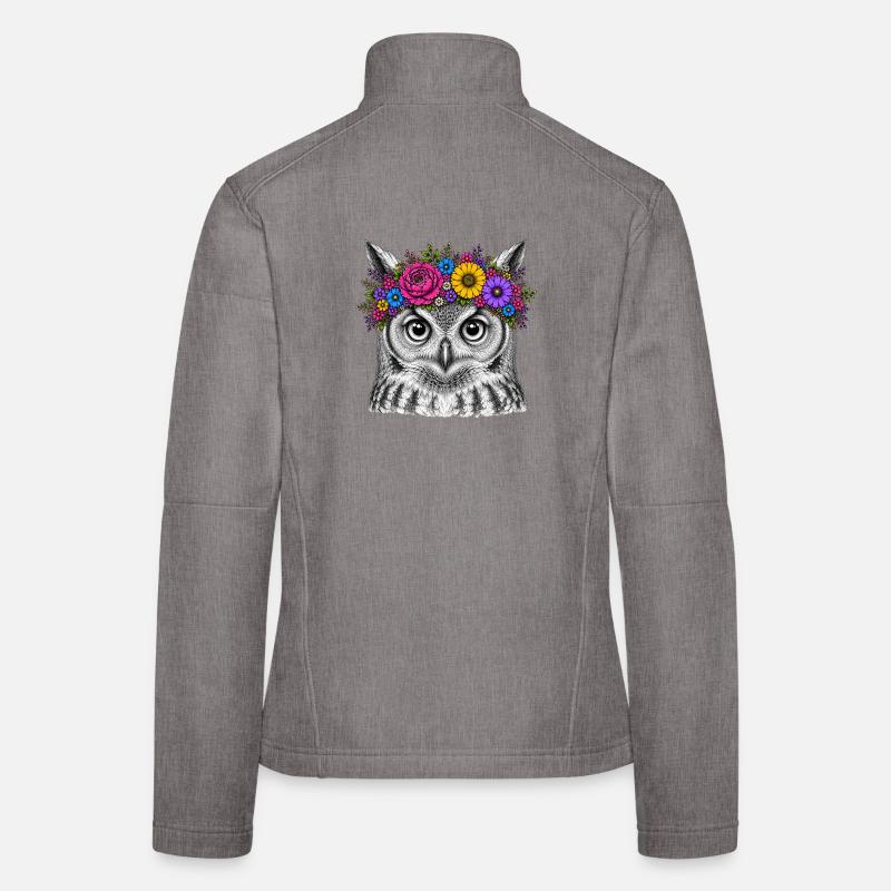 Eulenkopf mit Blumenkrone Frauen Softshelljacke