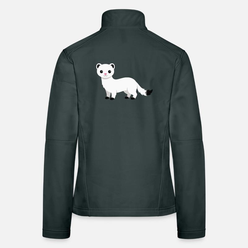 Cute curious ermine minimalist style Women's Softshell Jacket