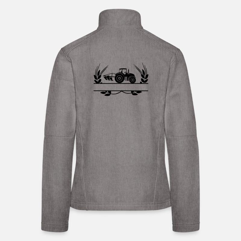 Tractor with plow in crop circle Women's Softshell Jacket