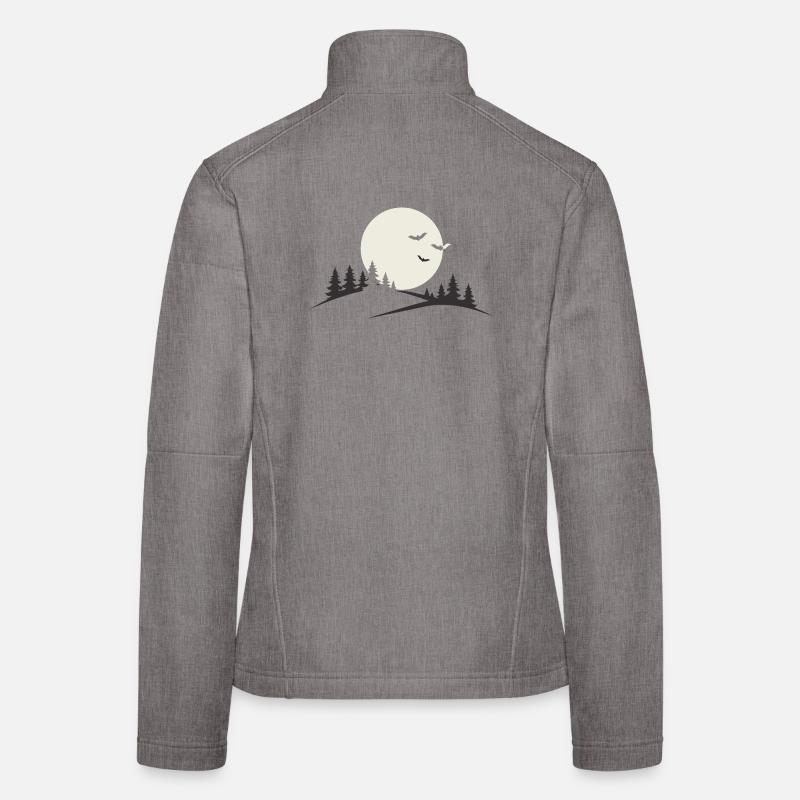 Full Moon Night – Dark Aesthetic Design - Women's Softshell Jacket - heather grey