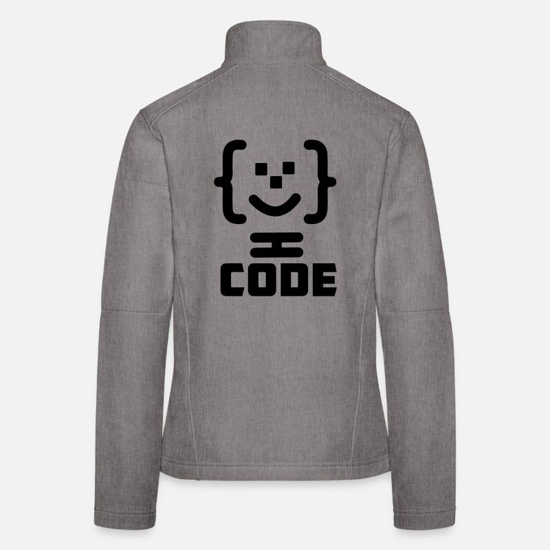 Logo du code du programmeur principal avec texte CODE - Veste en tissu softshell Femme - gris chiné