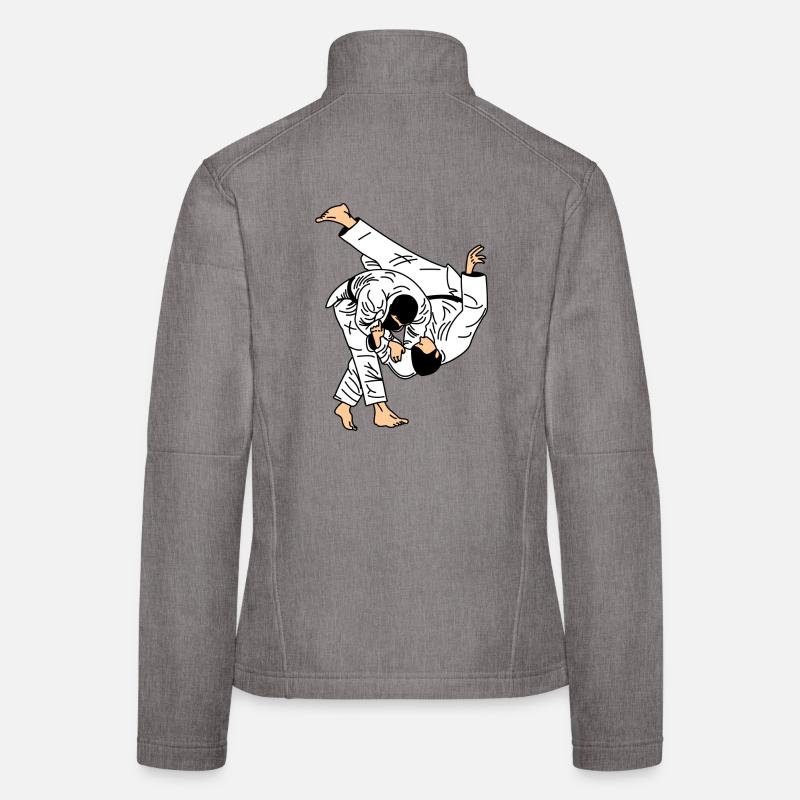 Judo-Wurf im weißen Anzug oder Kimono Frauen Softshelljacke
