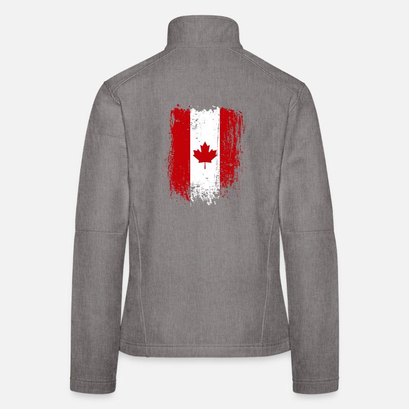 Grunge Canada Flag Maple Art - Women's Softshell Jacket - heather grey