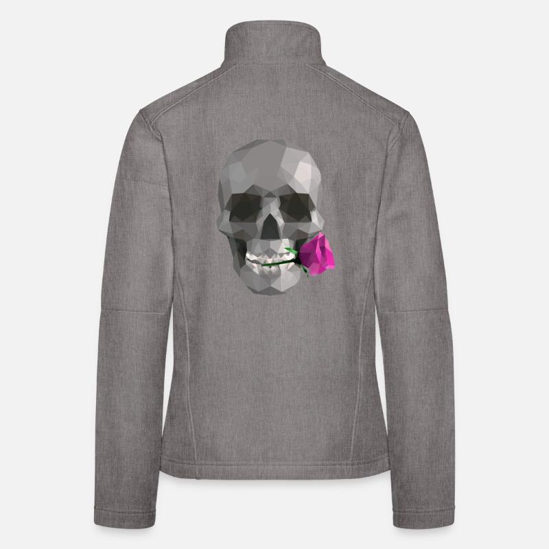 Low Poly Grey Skull - Geometric Romantic Gothic  Women's Softshell Jacket