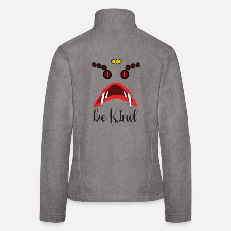 Be Kind – Creepy Red Eyes Horror Design - Women's Softshell Jacket - heather grey