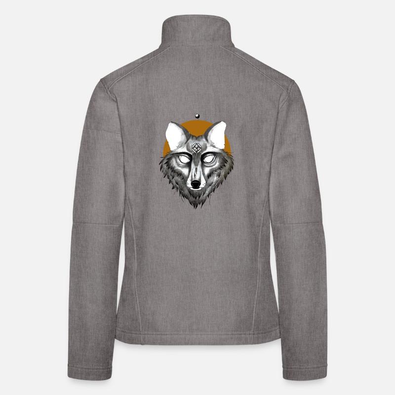 Mystischer Wolf mit Pentagramm Blick Frauen Softshelljacke