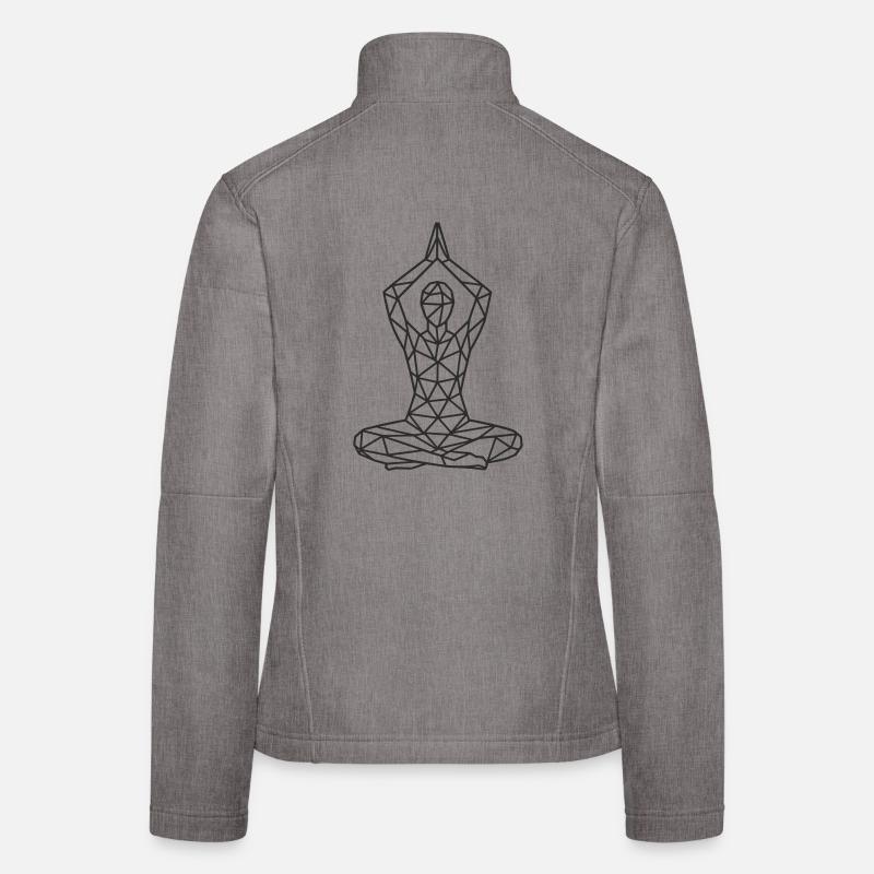 Geometric Yoga Pose Line Art - Women's Softshell Jacket - heather grey
