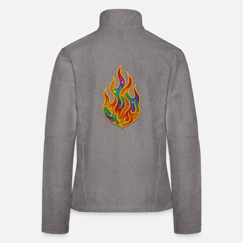 Écusson de feu arc-en-ciel Veste en tissu softshell Femme