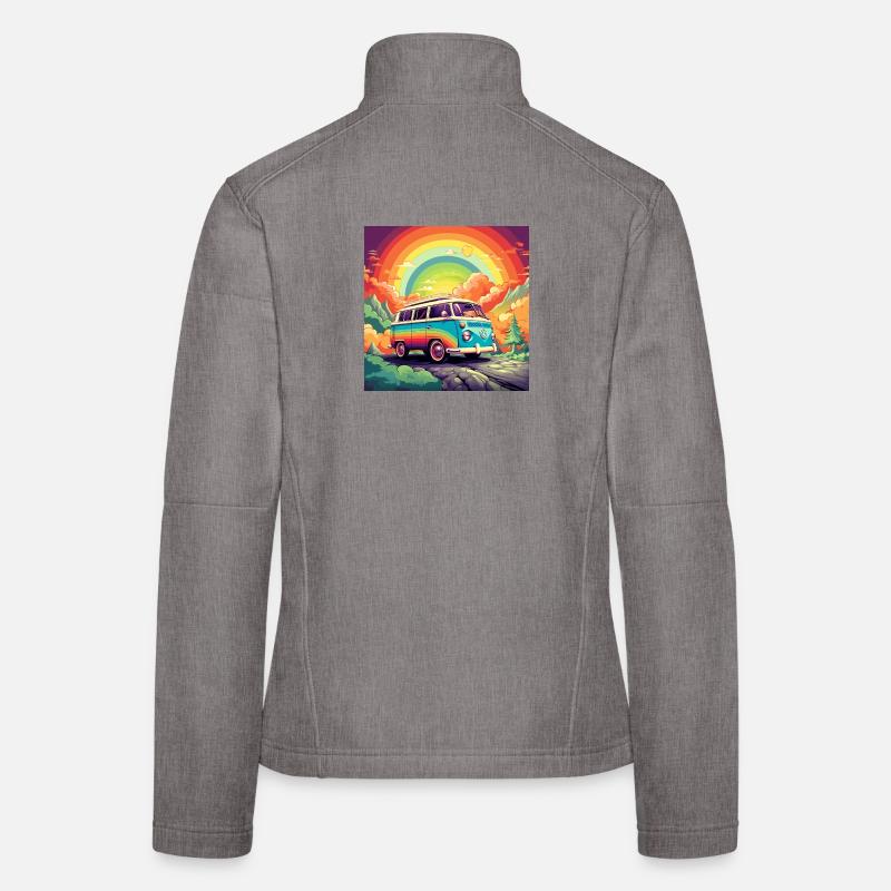 Regenbogen Bus Retroreise Frauen Softshelljacke