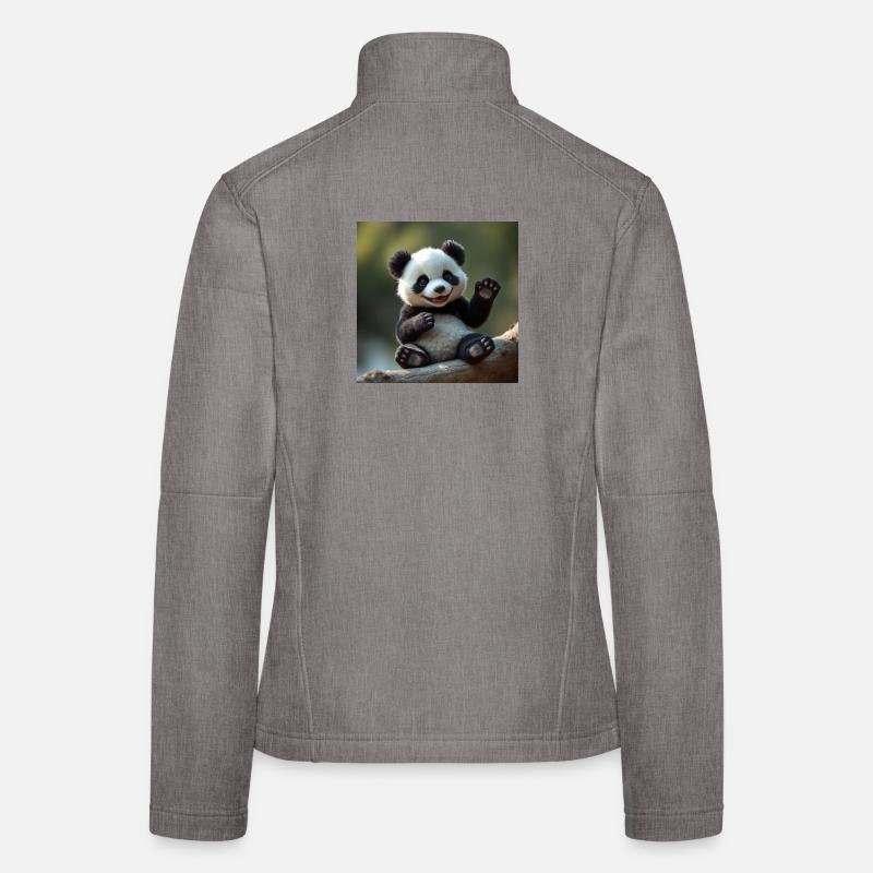 Niedlicher Panda in 3D - Frauen Softshelljacke - Grau meliert