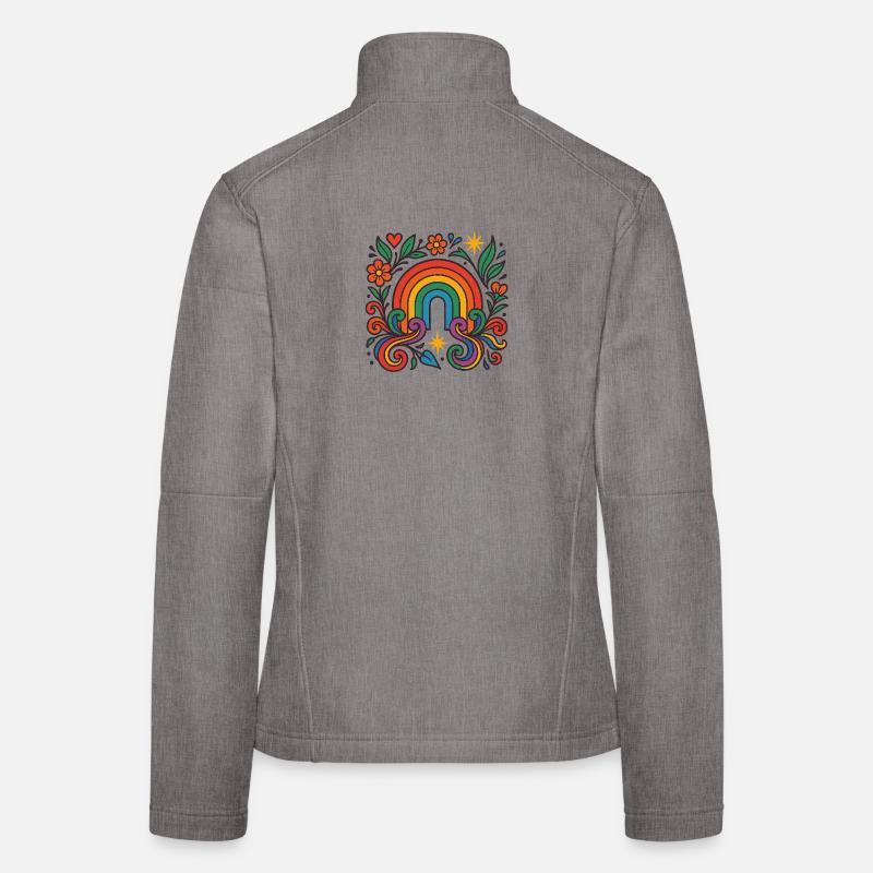 Rainbow Bloom - Liebe blüht bunt - Frauen Softshelljacke - Grau meliert