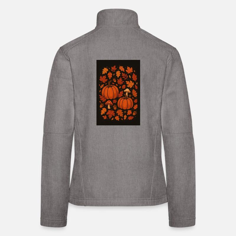 Autumn Pattern Pumpkins and Mushrooms Women's Softshell Jacket