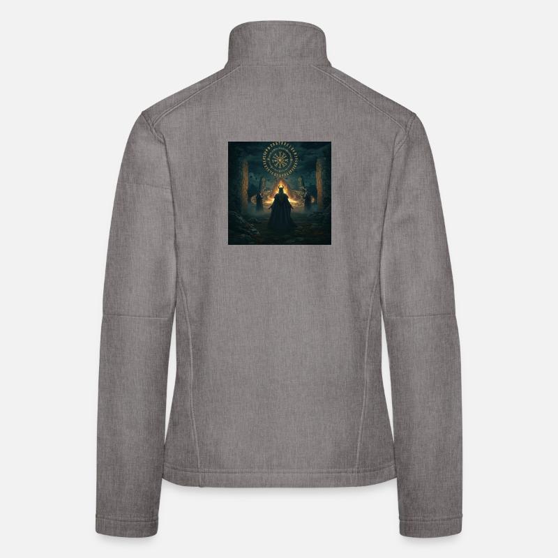 Rune Ring of Night Magic - Women's Softshell Jacket - heather grey