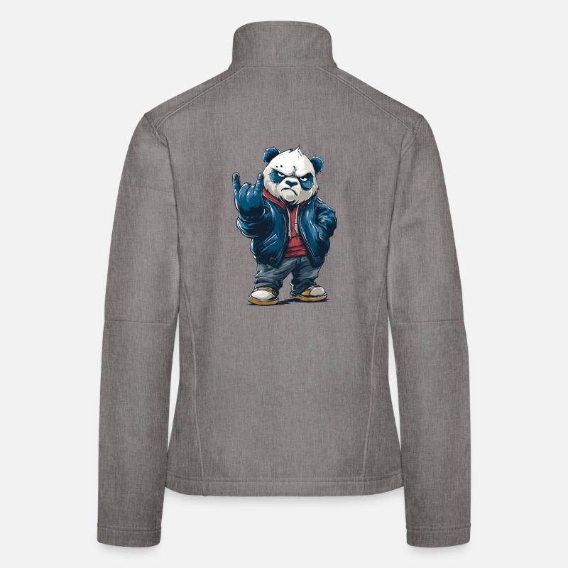 Rockiger Panda mit "Rock On"-Pose Frauen Softshelljacke