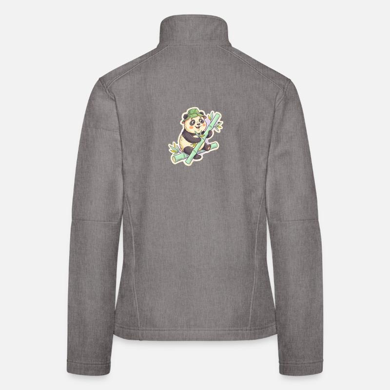 Panda on bamboo path Women's Softshell Jacket