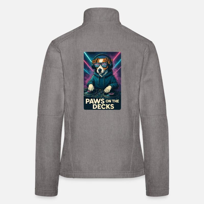 Jack Russell Terrier DJ Turntables Paws Techno Women's Softshell Jacket
