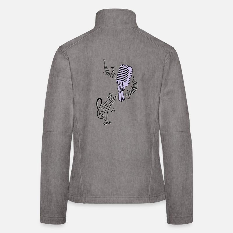 Musique, clef avec microphone rétro Veste en tissu softshell Femme