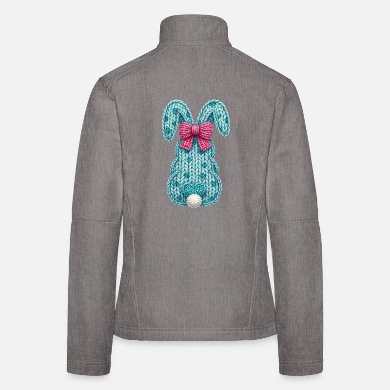 Easter Bunny From Back Bow Faux Yarn Easter Women's Softshell Jacket