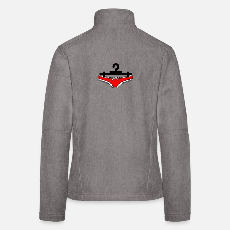 Dessous-Slips oder Damenunterhosen hängen an der Kleidung Frauen Softshelljacke