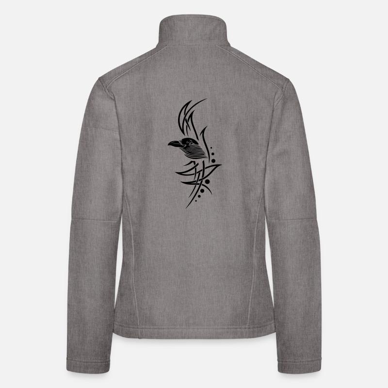 Tribal, tattoo with crows head. Women's Softshell Jacket