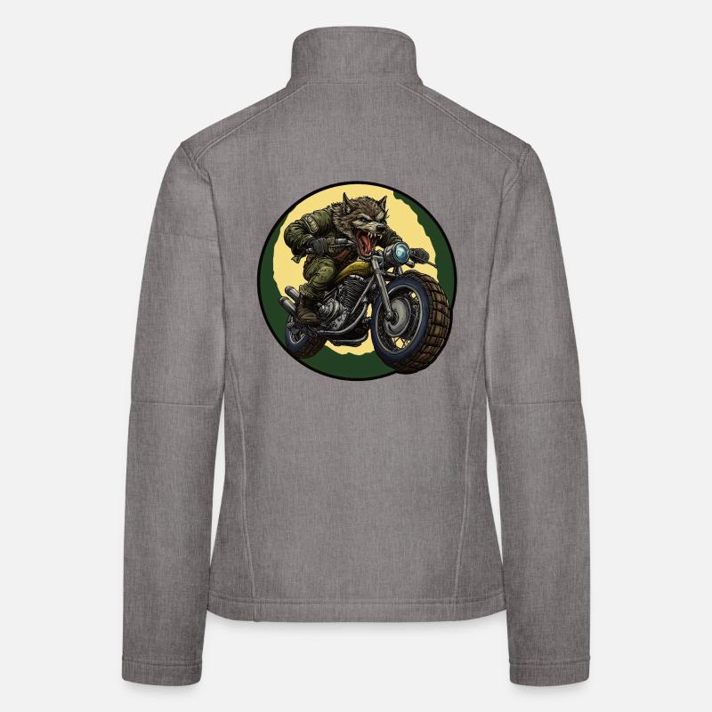 Werewolf biker under moonlight Women's Softshell Jacket