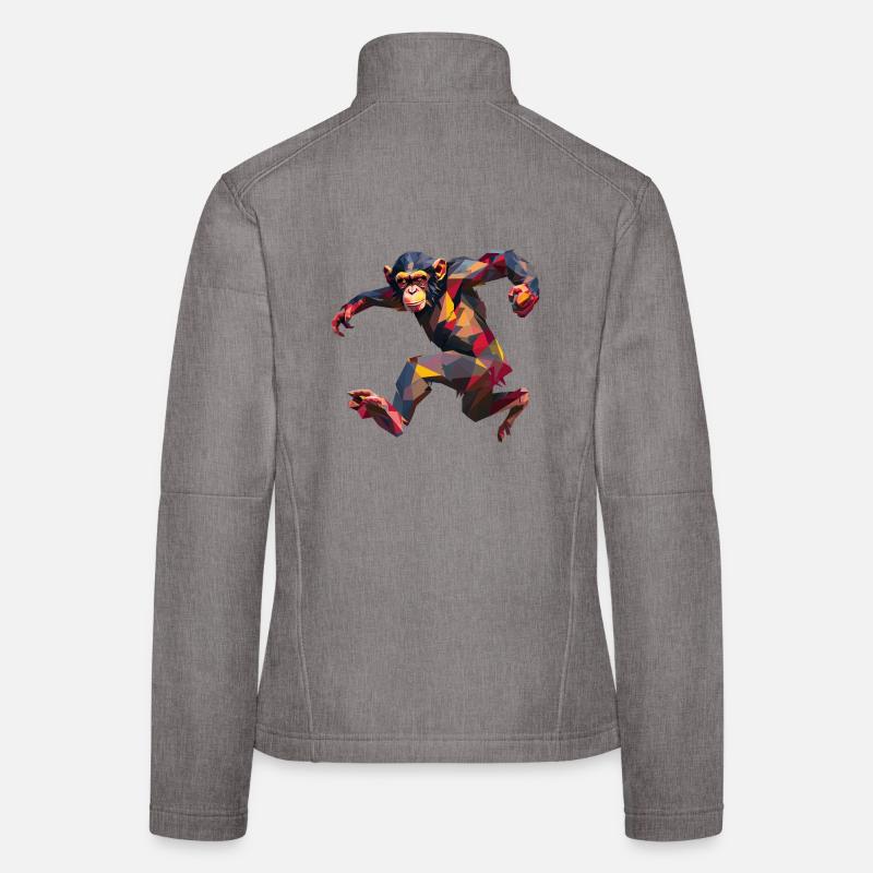 Conception de logo Low Poly Chimpanzee Sprint Veste en tissu softshell Femme
