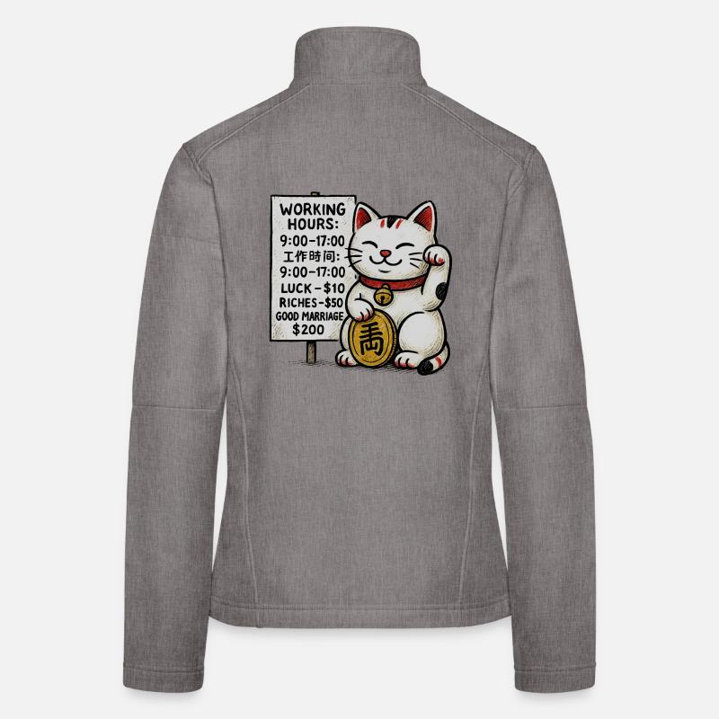 Panneau Lucky Cat Fortune Veste en tissu softshell Femme