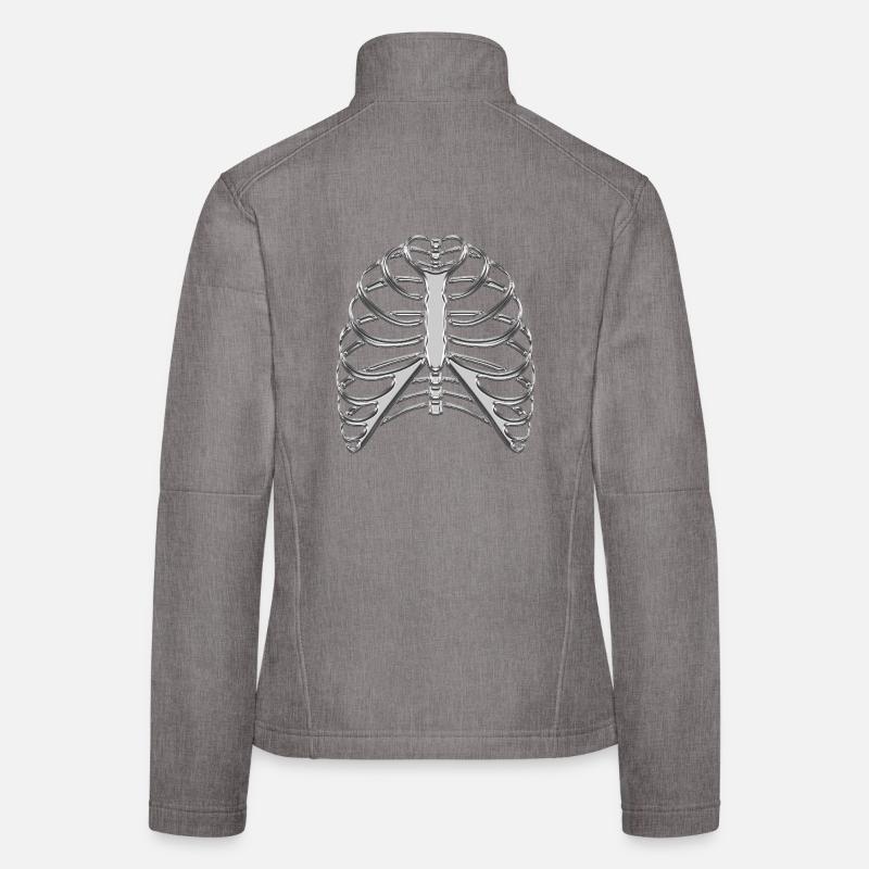 Cage thoracique chromée / Côtes squelettes Veste en tissu softshell Femme