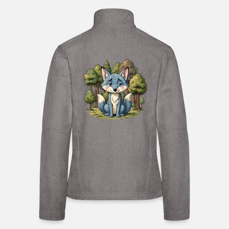 Blue fox animal sad forest Women's Softshell Jacket