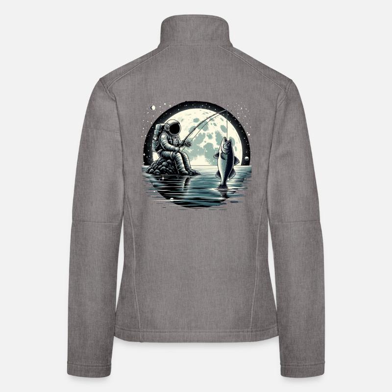 Astronaute pêche sur la Lune : conception spatiale Veste en tissu softshell Femme