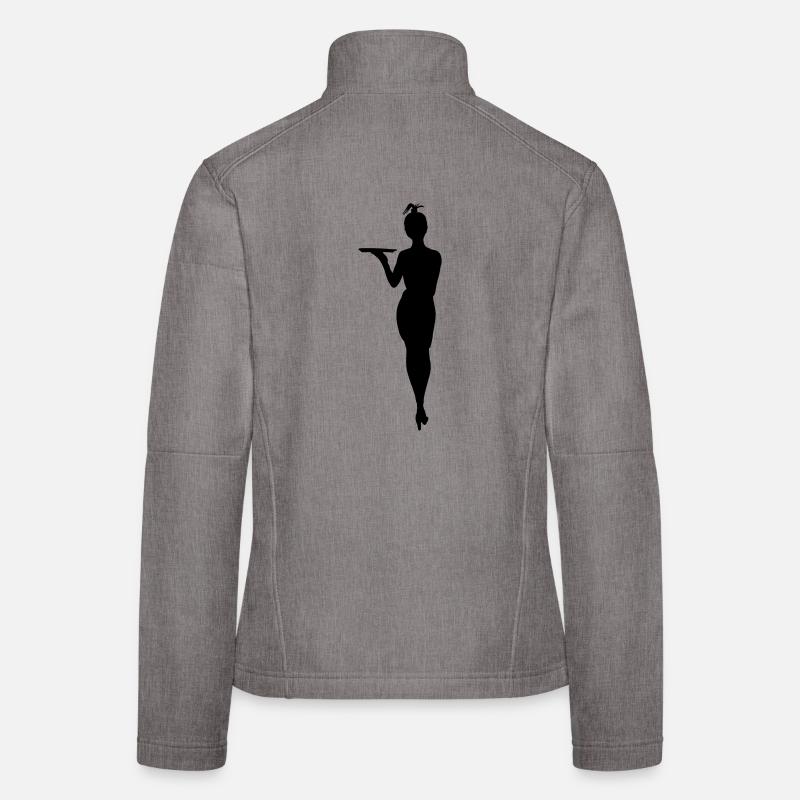 Herausfordernde Kellnerin mit Tablettschattenfigur Frauen Softshelljacke