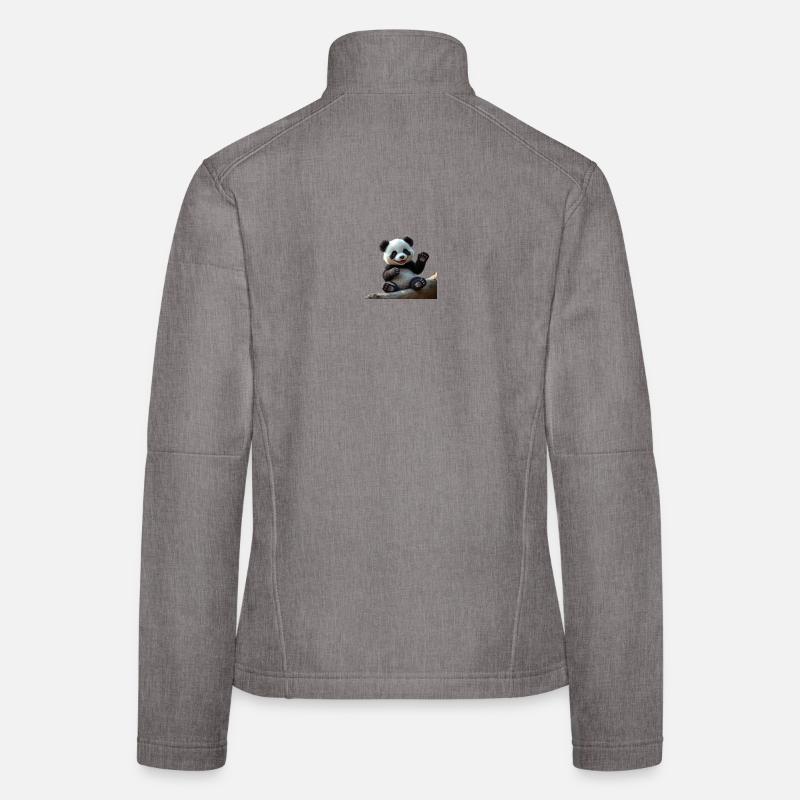 Adorable Panda in 3D - Women's Softshell Jacket - heather grey