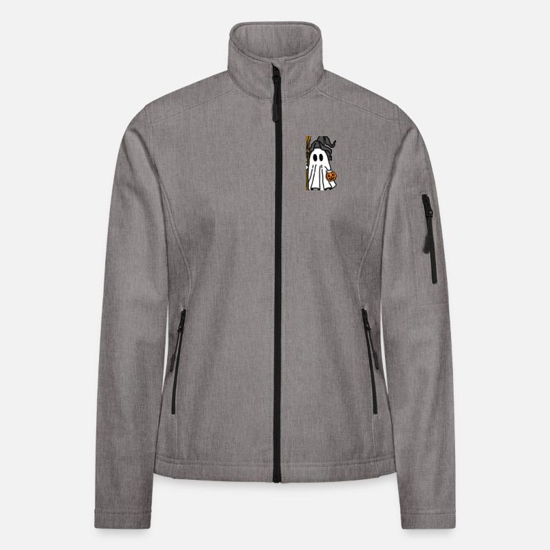 Ghosts Halloween with pumpkin light Women's Softshell Jacket