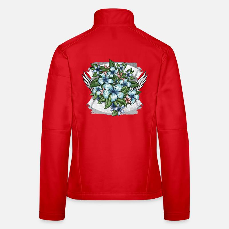 Blumen | Flower Power Design mit Flügel - Frauen Softshelljacke - Rot