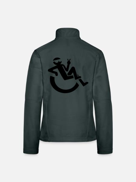 Bild eines entspannten Rollstuhlfahrers # - Frauen Softshelljacke - Rot - Hinten