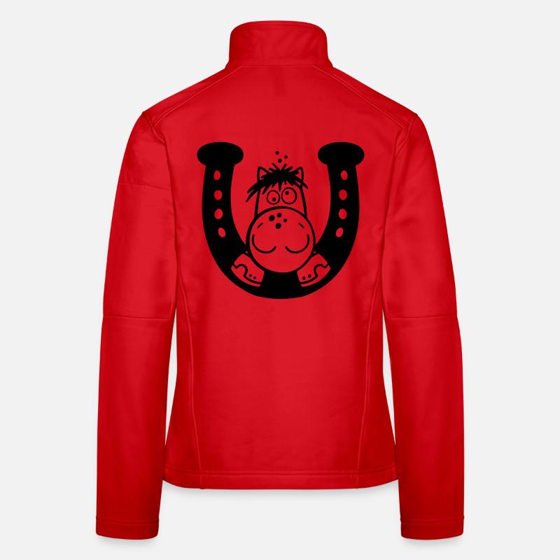 Pferd auf Hufeisen Frauen Softshelljacke