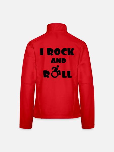 Ich rocke und rolle. Humor im Rollstuhl # - Frauen Softshelljacke - Rot - Hinten