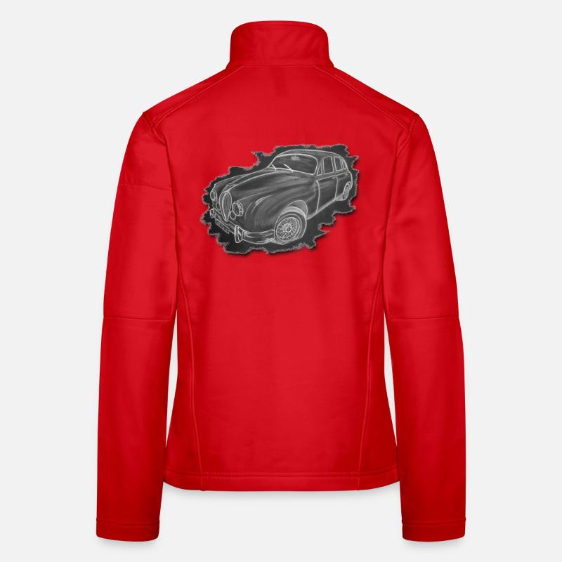 Vintage car - drawing - Women's Softshell Jacket - red