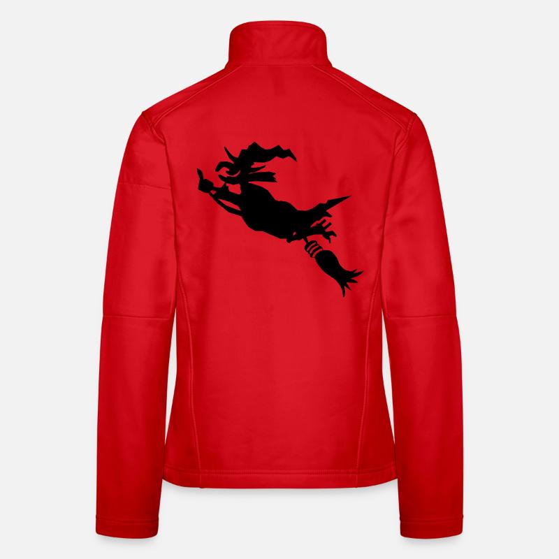 Witch on broom funny Women's Softshell Jacket