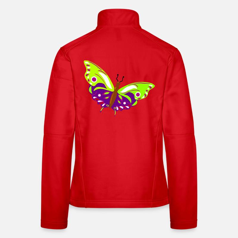 Illustration de papillon multicolore Veste en tissu softshell Femme