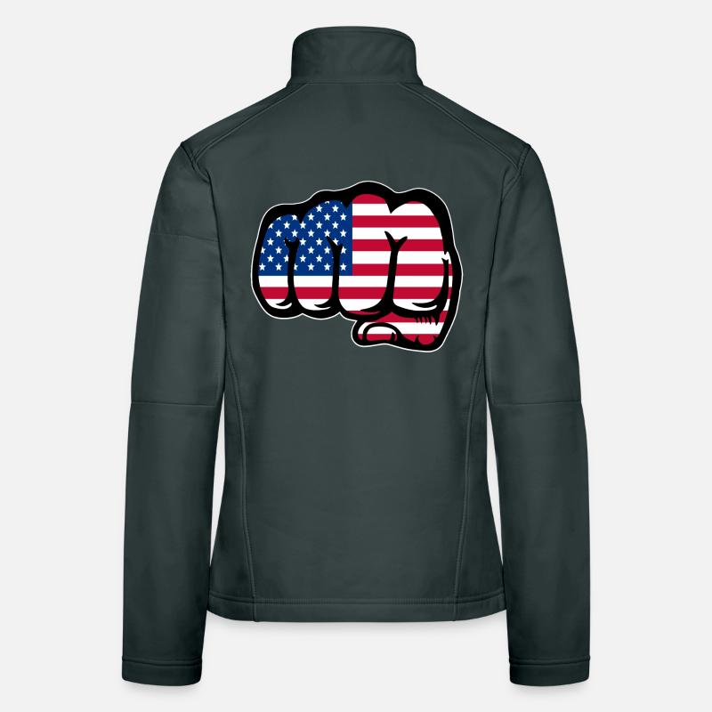Drapeau des États-Unis main poing Veste en tissu softshell Femme